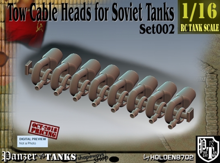 1/16 Soviet Tank Tow Cable HEADS Set002 3d printed