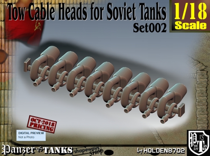 1/18 Soviet Tank Tow Cable HEADS Set002 3d printed