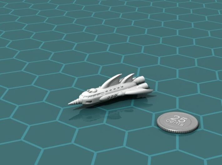 Phantom Raider 3d printed Render of the model, with a virtual quarter for scale.