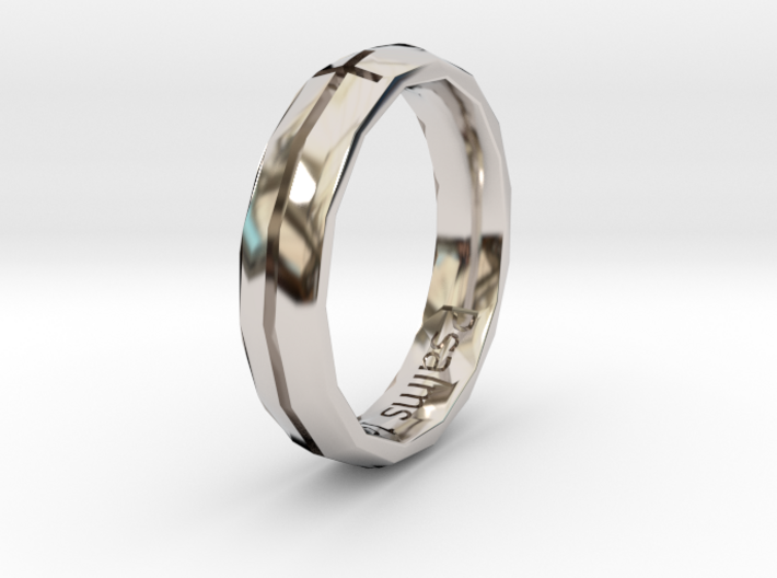 Ring with engraved Cross and bible verse 3d printed