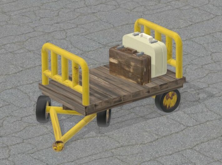 Train Luggage Cart in H0 1:87 scale (Small Set) 3d printed Worn train luggage cart inspiration render