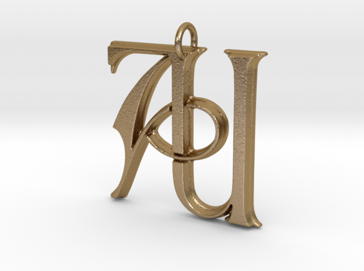 Monogram Initials AU Pendant 3d printed