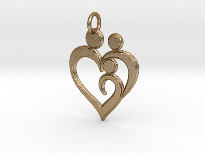 Family of 3 Heart Shaped Pendant 3d printed