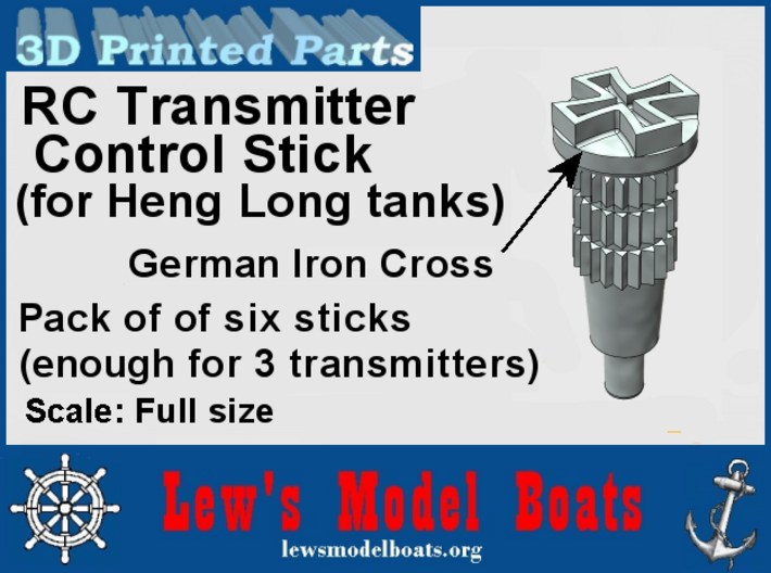 Heng Long tank transmitter stick &quot;Germany&quot; 3d printed