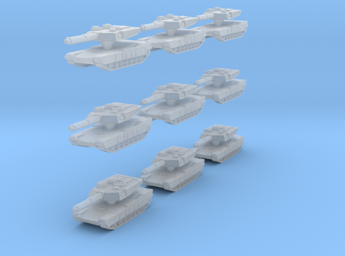 Abrams M1A1 MBT SET OF 9  3d printed With the cage removed - 18 separate pieces!