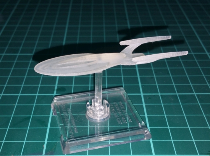 Vesta Class 1/10000 Attack Wing 3d printed Smooth FIne Detail Plastic, mounted on a small Attack Wing base.