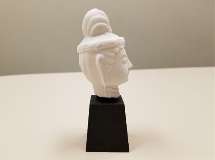 Type 1 Buddha Head (Hollow) 77mm 3d printed Actual printed example in Natural Sandstone (with optional plinth in Black Natural Versatile Plastic)