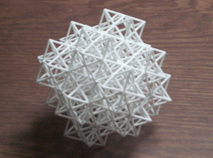 Escher's solids filling space 3d printed 15 packed Escher solids in white strong and flexible plastic