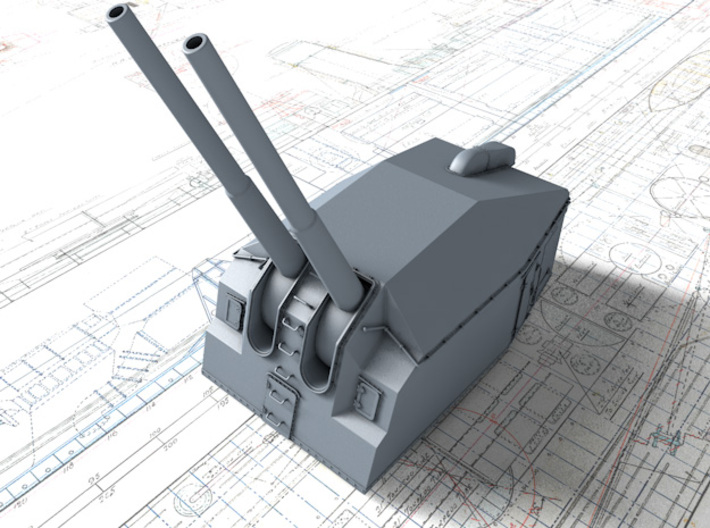 1/50 DKM 15cm/48 (5.9") Tbts KC/36T Gun x1 3d printed 3D render showing adjustable Barrel