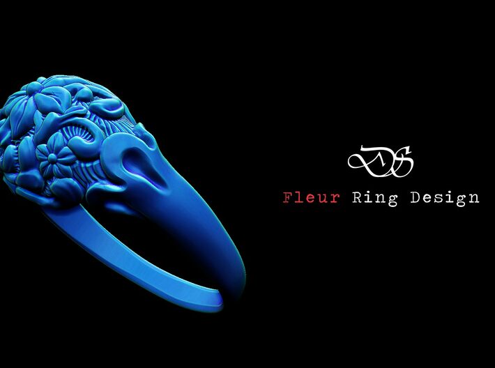 &quot;Fleur&quot; Dome Ring 3d printed
