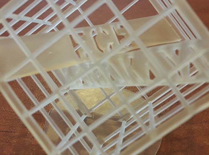 Customizable Name Plate trapped in a Lattice Cube 3d printed 