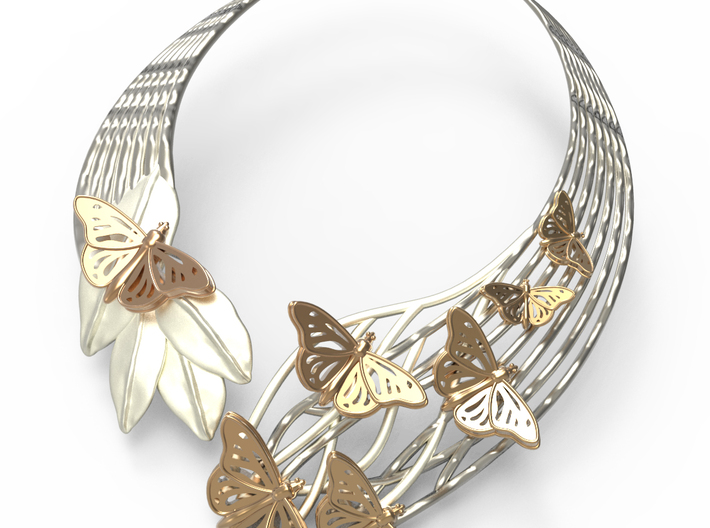 Butterflies in Love_Necklace 3d printed 