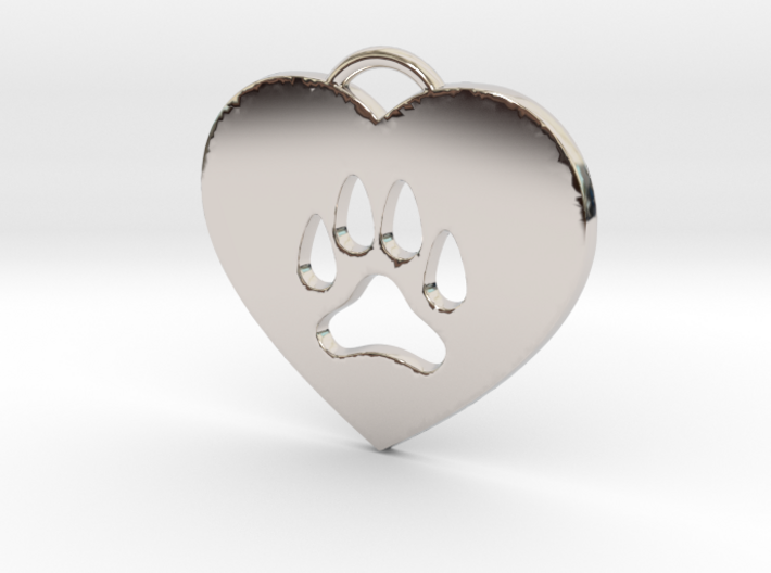 Heart Paw Pendant. 3d printed