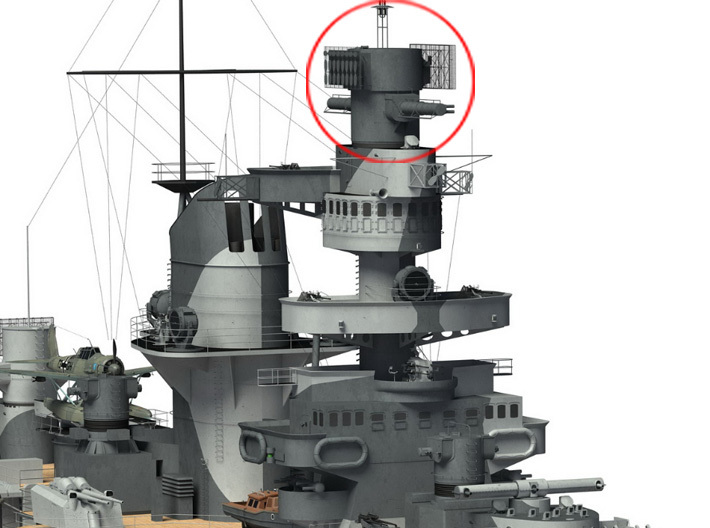 1/192 DKM Admiral Scheer Tower Range Finder 3d printed 