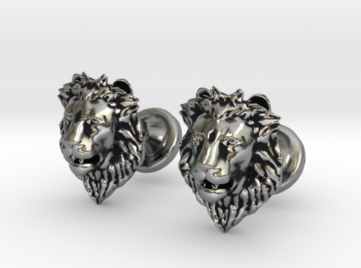 Lions Head cufflinks 3d printed