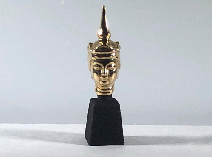 Type 2 Buddha Head (Hollow) 1:6 scale 16mm 3d printed Actual product in Polished Bronze (with optional Black Professional Plastic plinth)