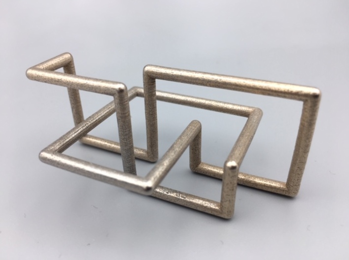 Steel Cinqefoil Lattice Knot 3d printed 3D print of model in Polished Bronzed-Silver Steel