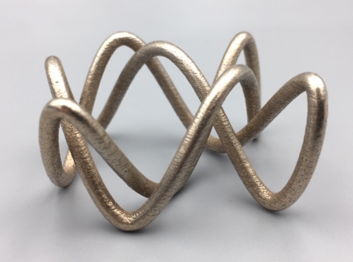 Steel Lissajous Three-Twist Knot 3d printed 3D print of model in Polished Bronzed-Silver Steel