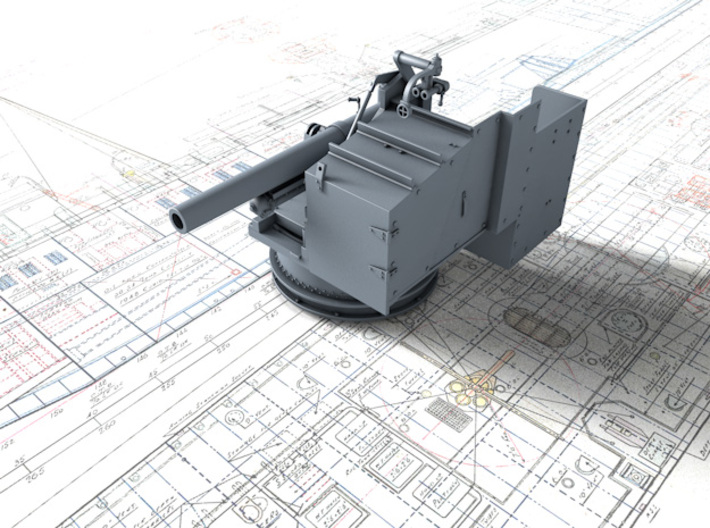 1/128 4.5"/19 (11.4 cm) 8cwt QF MKI Guns x2 (MTB) 3d printed 3D render showing product detail