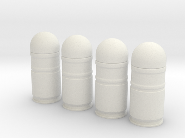 four 40mm grenades in 1/6 scale 3d printed