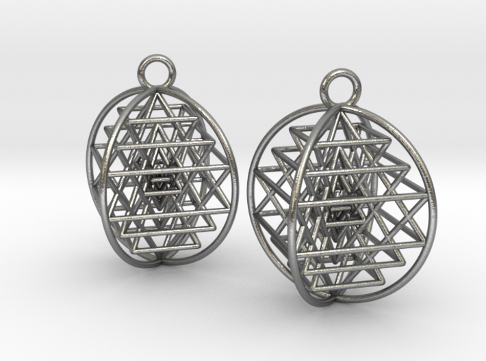 3D Sri Yantra Earrings 1&quot; 3d printed