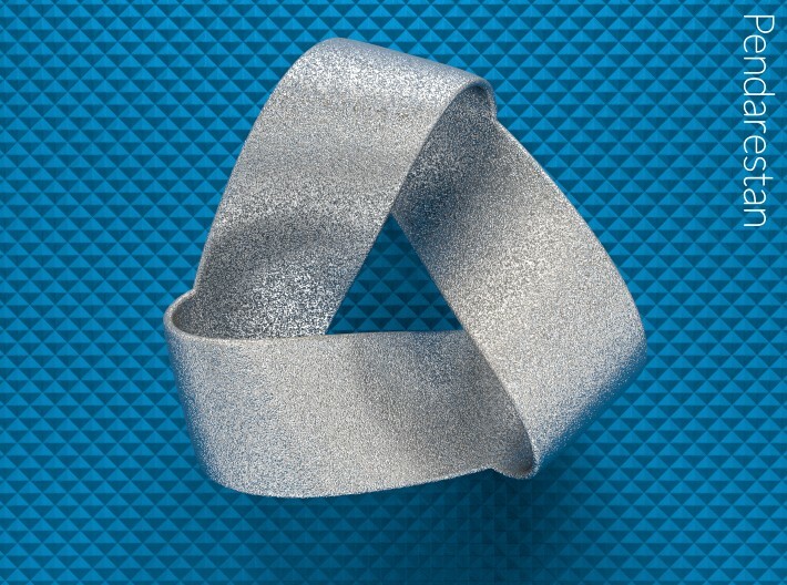 Folded Trigram 3d printed Folded Trigram, an ideal three half-twist Mobius strip with corners, bottom view