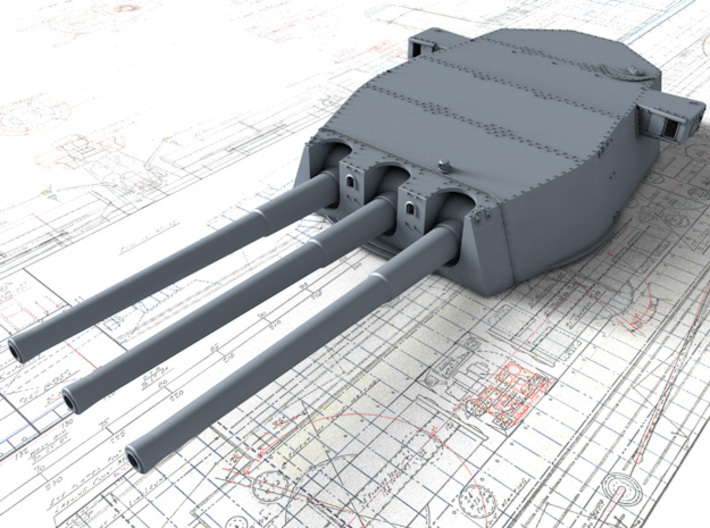 1/350 HMS Lion Class 16"/45 (40.6 cm) MKII Guns x3 3d printed 3D render showing A Turret