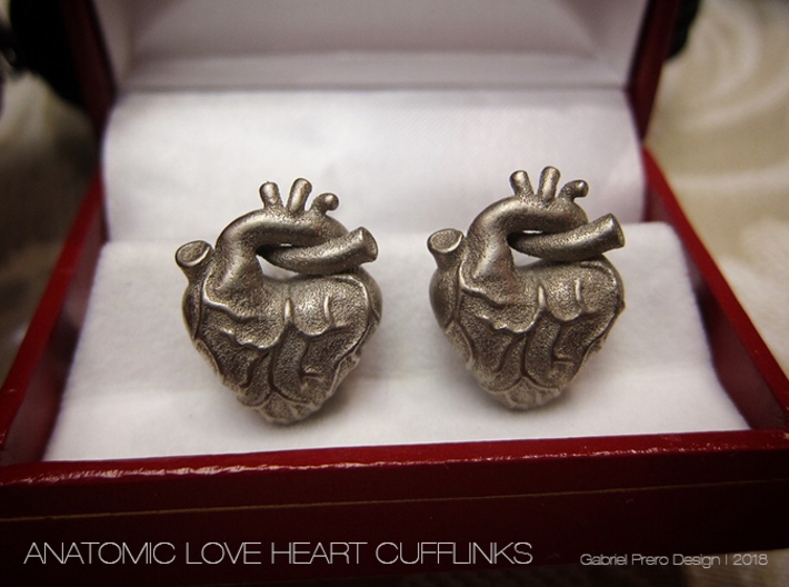 Anatomical Love Heart Cufflink SINGLE 3d printed 