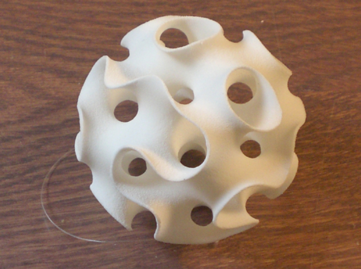 Gyroid Sphere 3d printed gyroid sphere - 2.4&quot; diameter shown in white strong and flexible plastic