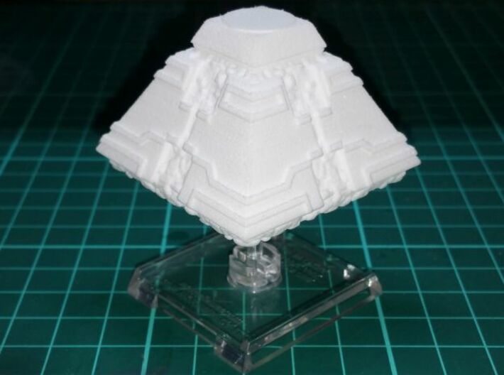 Borg Pyramid 1/15000 Attack Wing 3d printed White Processed Versatile Plastic, mounted on a small Attack Wing base.