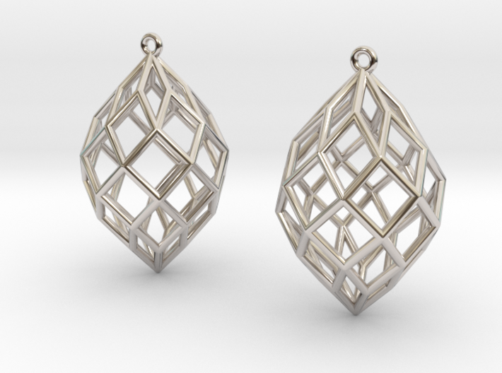 Pair of Rhombic Dotetracontahedral Earrings 3d printed