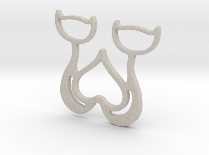 Cad&amp;Heart Necklace-38 3d printed