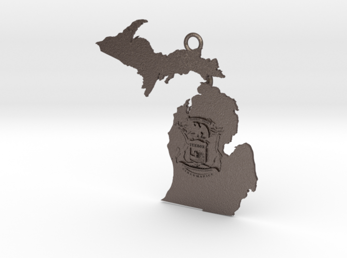 Map of Michigan with Michigan Flag Earring 3d printed