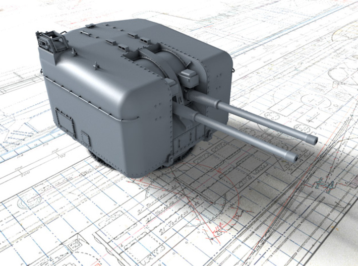 1/192 4.5"/45 (11.4 cm) QF MKVI Guns x3 3d printed 3d render showing product detail