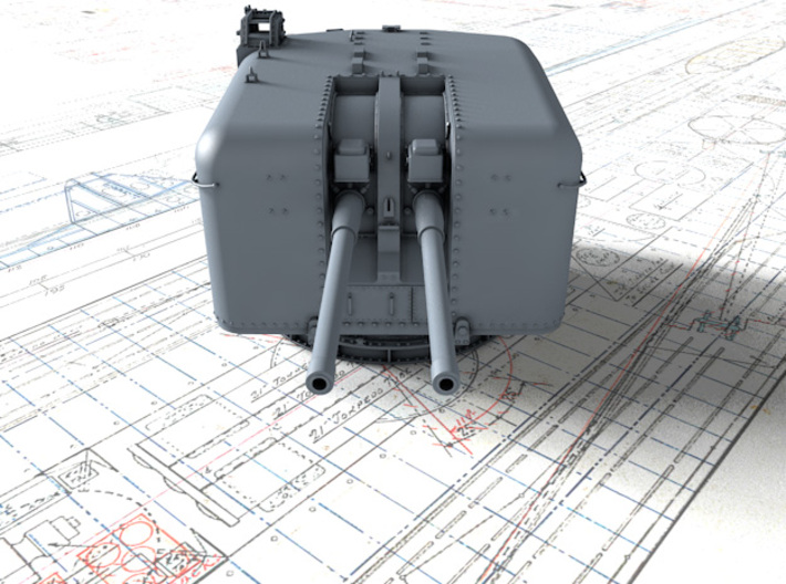 1/700 4.5"/45 (11.4 cm) QF MKVI Guns x2 3d printed 3d render showing product detail