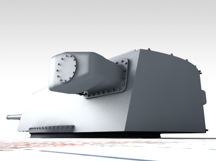 1/200 Zara Class 203mm/53 M1927 Guns Blast Bags x4 3d printed 3D render showing A Turret detail