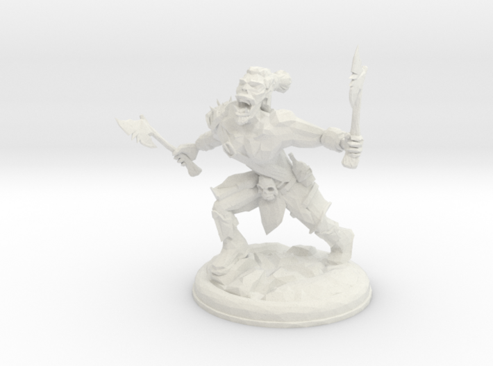 Orc with Axes on 28mm Base Low Poly version 3d printed