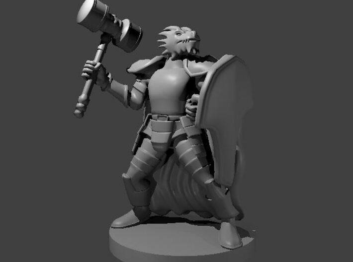 Dragonborn Fighter with Hammer and Shield 3d printed