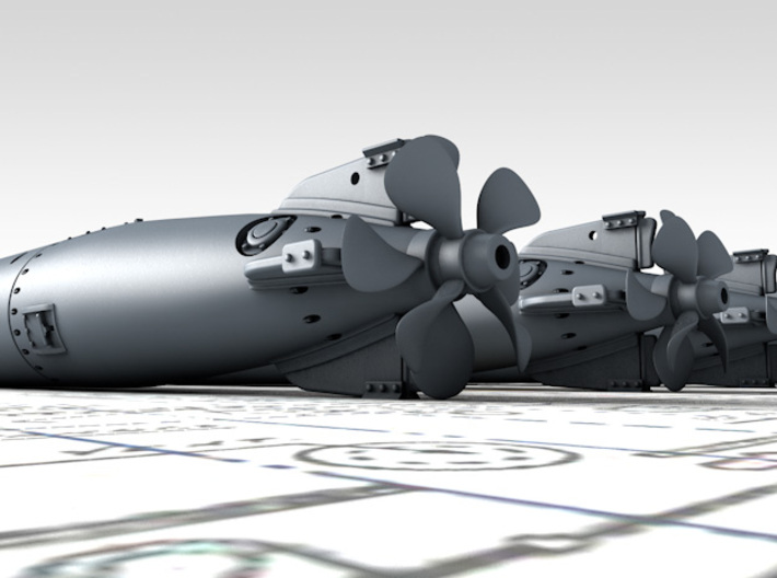 1/72 Royal Navy 21" MKVIII Torpedos x4 3d printed 3D Render showing product detail