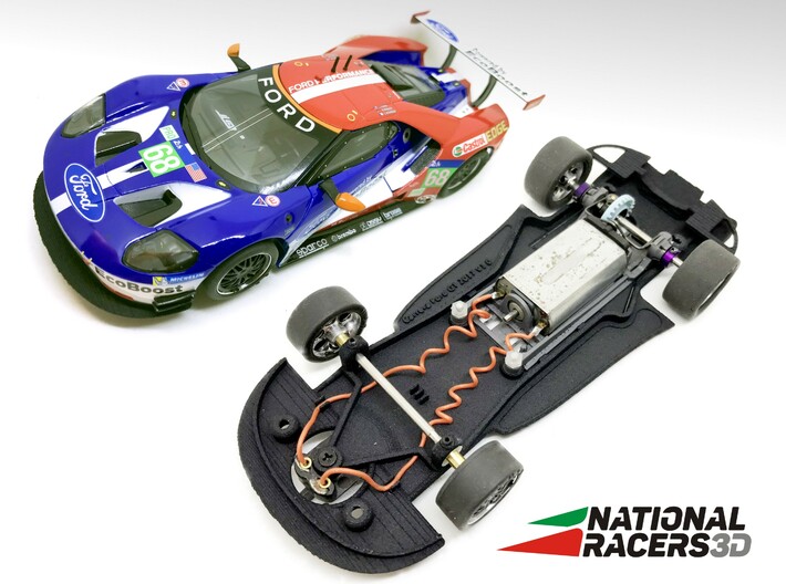 3D Chassis - Carrera Ford GT (Combo) 3d printed Chassis compatible with Carrera model (slot car and other parts not included)