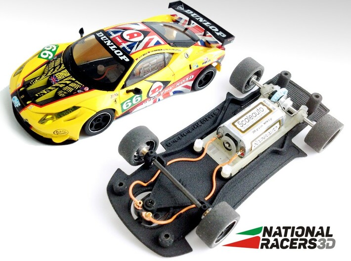 3D Chassis - Carrera Ferrari 458 GT2 (Combo) 3d printed Chassis compatible with Carrera model (slot car and other parts not included)