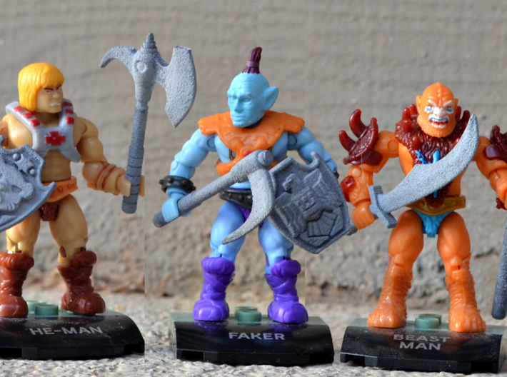 Galaxy Warriors Weapons (Mega Construx)  3d printed Hand painted white versatile, shown with shields (sold separately)