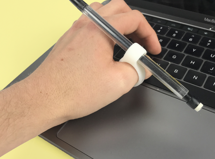 The Swivel Script Ring  3d printed Rotate the ring so the pencil is out of your way while typing. 