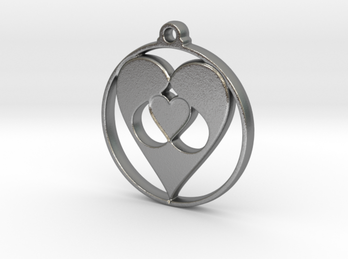 Heart In Heart Pendant 3d printed