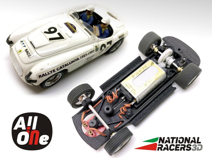 Chassis - NINCO Ferrari 166 MM (Inline - AiO) 3d printed Chassis compatible with NINCO model (slot car and other parts not included)