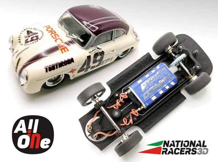 Chassis - NINCO Porsche 356 (Inline - AiO) 3d printed Chassis compatible with NINCO model (slot car and other parts not included)