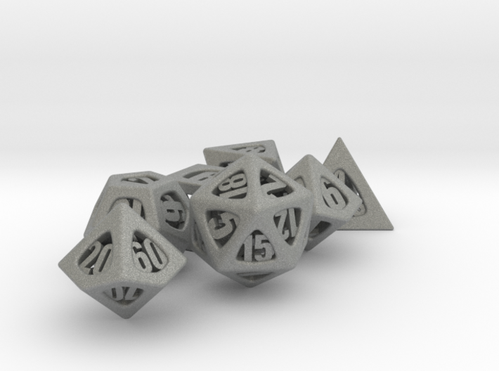 Thoroughly Modern Dice Set with Decader 3d printed