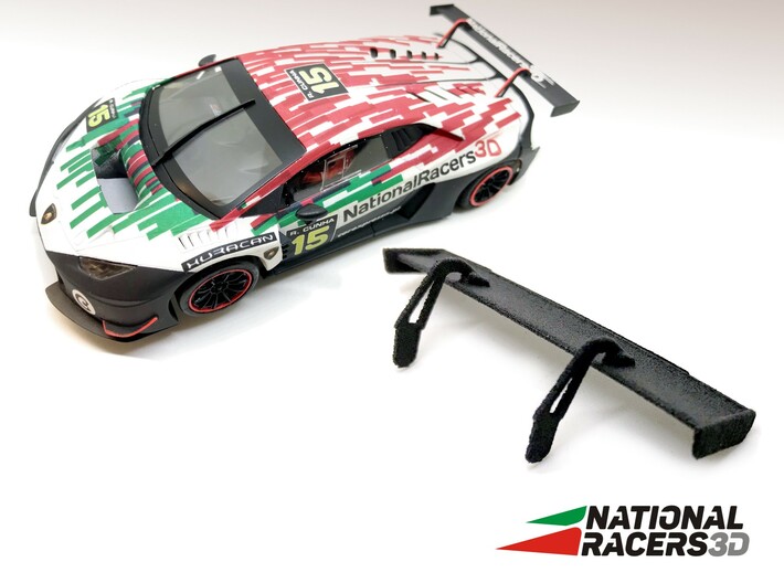 2x 3D Rear Wing - SideWays Lamborghini Huracan 3d printed Rear Wing compatible with Sideways  model (slot car not included)