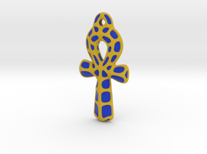 Ankh Coloured Blue Gold 3d printed