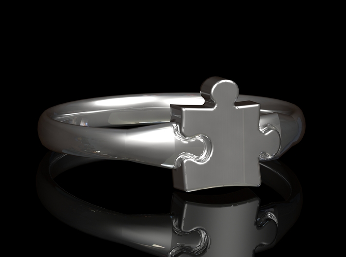 Autism Puzzle Piece Ring - Size 4 3d printed